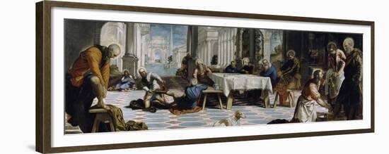 Christ Washing the Feet of the Disciples, 1548-Jacopo Tintoretto-Framed Premium Giclee Print