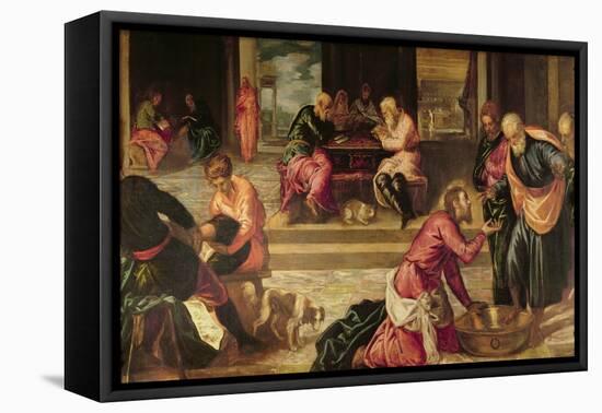 Christ Washing the Feet of the Disciples-Jacopo Robusti Tintoretto-Framed Stretched Canvas