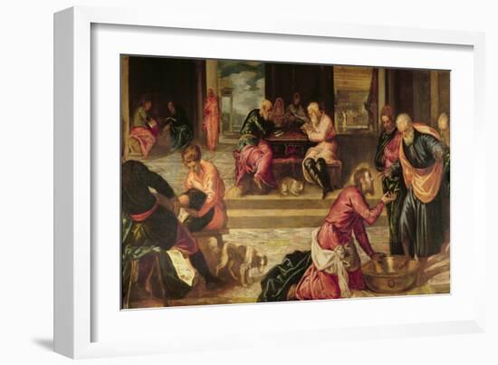 Christ Washing the Feet of the Disciples-Jacopo Robusti Tintoretto-Framed Giclee Print