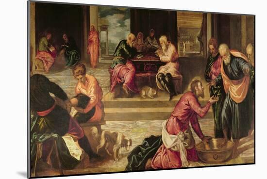 Christ Washing the Feet of the Disciples-Jacopo Robusti Tintoretto-Mounted Giclee Print