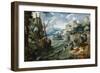 Christ with Saint Peter and the Disciples on the Sea of Galilee-Lucas Gassel-Framed Giclee Print