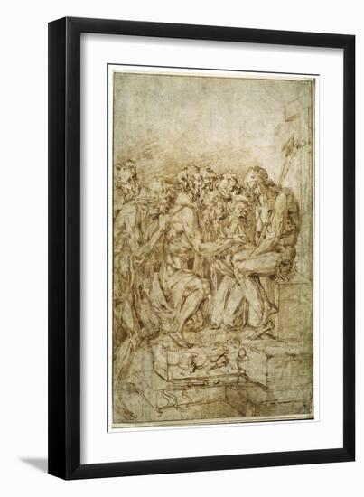 Christ with Symbols of Passions attended by seven Figures', early 16th century-Baccio Bandinelli-Framed Giclee Print