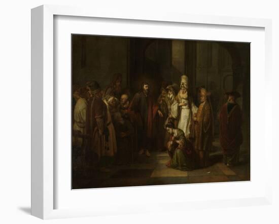 Christ with the Adulterous Woman-Gerbrand Van Den Eeckhout-Framed Art Print