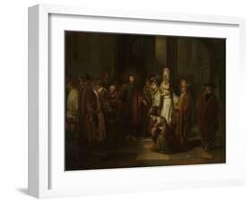 Christ with the Adulterous Woman-Gerbrand Van Den Eeckhout-Framed Art Print