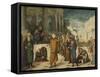 Christ with the Adulterous Woman-Jacopo Tintoretto-Framed Stretched Canvas