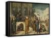 Christ with the Adulterous Woman-Jacopo Tintoretto-Framed Stretched Canvas