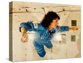 Christa McAuliffe Experiences Weightlessness-null-Stretched Canvas