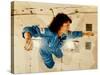 Christa McAuliffe Experiences Weightlessness-null-Stretched Canvas