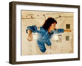 Christa McAuliffe Experiences Weightlessness-null-Framed Photo