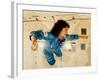 Christa McAuliffe Experiences Weightlessness-null-Framed Photo