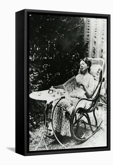 Christabel Pankhurst (1881-1969) Reading a Copy of 'The Suffragette' C.1905-14-null-Framed Stretched Canvas