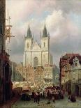 The Old Market Place at Prague, 1881-Christiaan Cornelis Dommelshuizen-Framed Stretched Canvas