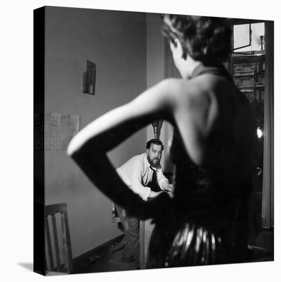 Christian Berard Sketching a Model in the Offices of Paris Vogue-Roger Schall-Stretched Canvas