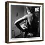 Christian Berard Sketching a Model in the Offices of Paris Vogue-Roger Schall-Framed Premium Photographic Print