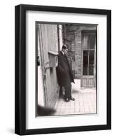 Christian Dior's Successor Yves Saint Laurent Standing Alone After Attending Dior's Funeral-Loomis Dean-Framed Premium Photographic Print