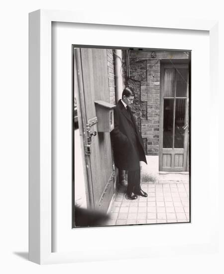 Christian Dior's Successor Yves Saint Laurent Standing Alone After Attending Dior's Funeral-Loomis Dean-Framed Photographic Print