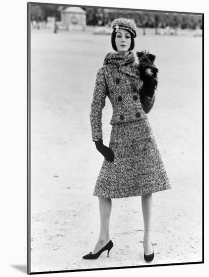 Christian Dior Tweed Suit with Cap and Scarf, 1961-John French-Mounted Giclee Print