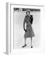 Christian Dior Tweed Suit with Cap and Scarf, 1961-John French-Framed Giclee Print