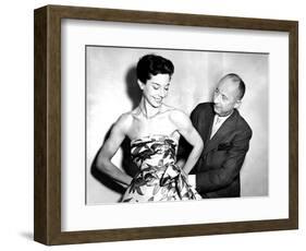 Christian Dior with Model Dorothy Emms, 1952-null-Framed Photographic Print