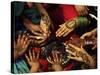 Christian Girls Paint their Hands with Henna Paste in Preperation for Easter Holiday in Pakistan-null-Stretched Canvas