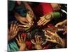 Christian Girls Paint their Hands with Henna Paste in Preperation for Easter Holiday in Pakistan-null-Mounted Premium Photographic Print