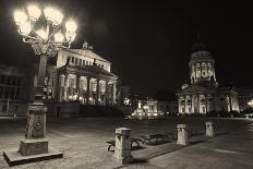 Theatre, 'Gendarmenmarkt', Berlin, middle, night photography-Christian Hikade-Framed Stretched Canvas