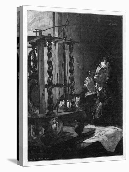 Christian Huygens Working on His Invention of the First Pendulum Clock-null-Stretched Canvas