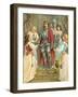 Christian in the Armoury Receiving His Weapons from Discretion, Piety, Charity and Prudence-English School-Framed Giclee Print