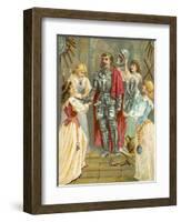 Christian in the Armoury Receiving His Weapons from Discretion, Piety, Charity and Prudence-English School-Framed Giclee Print