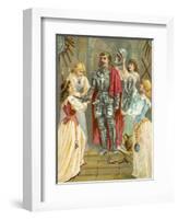 Christian in the Armoury Receiving His Weapons from Discretion, Piety, Charity and Prudence-English School-Framed Giclee Print