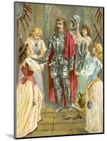 Christian in the Armoury Receiving His Weapons from Discretion, Piety, Charity and Prudence-English School-Mounted Giclee Print