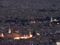 Aerial View of City at Night Including the Umayyad Mosque, Damascus, Syria-Christian Kober-Photographic Print