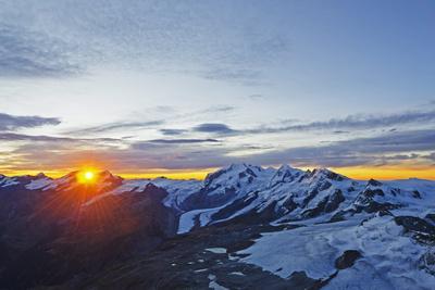 Sunrise View of Monte Rosa from the Matterhorn, Zermatt, Valais, Swiss Alps, Switzerland, Europe