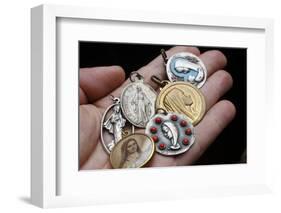 Christian medals, Saint Gervais, Haute Savoie, France-Godong-Framed Photographic Print