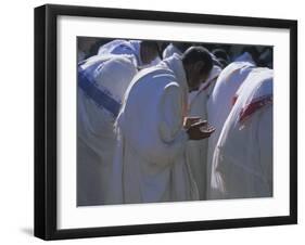 Christian Men at Prayer During Mass in the Church at Woolisso, Shoa Province, Ethiopia-Bruno Barbier-Framed Photographic Print