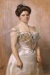 Portrait of a Lady, Standing in in a White Satin Dress-Christian Meyer Ross-Stretched Canvas