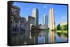 Christian Science Plaza in Midtown Boston with Urban City View and Water Reflection.-Songquan Deng-Framed Stretched Canvas