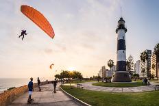 Paragliding in Miraflores, Peru.-Christian Vinces-Mounted Photographic Print