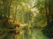 A Wooded River Landscape with Figures in a Boat, 1893-Christian Zacho-Stretched Canvas