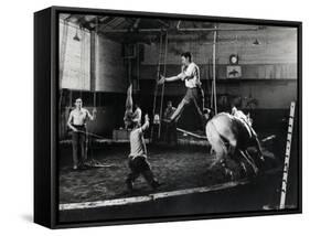 Christiani Family Practicing Their Bareback Riding Act-Gjon Mili-Framed Stretched Canvas