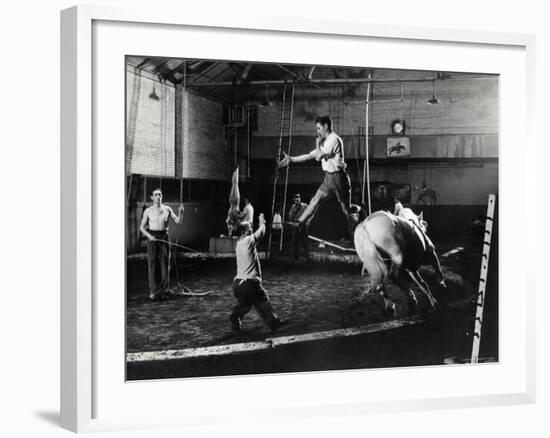 Christiani Family Practicing Their Bareback Riding Act-Gjon Mili-Framed Premium Photographic Print