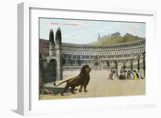Christians vs. Lions, Roman Coliseum-null-Framed Premium Giclee Print