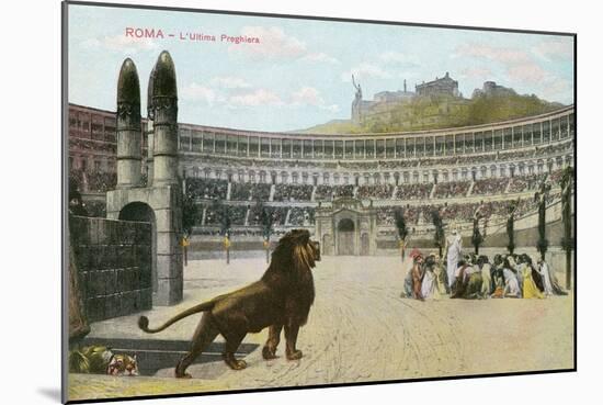 Christians vs. Lions, Roman Coliseum-null-Mounted Premium Giclee Print