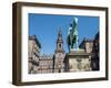 Christiansborgs Palace, home of the Danish Parliament, with statue of King Frederik VII, Copenhagen-Jean Brooks-Framed Photographic Print