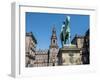 Christiansborgs Palace, home of the Danish Parliament, with statue of King Frederik VII, Copenhagen-Jean Brooks-Framed Photographic Print