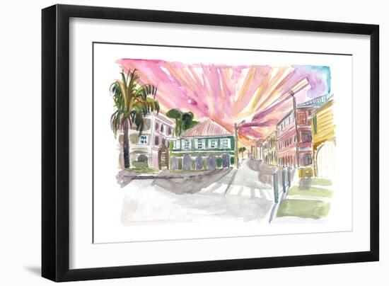 Christiansted St Croix Colonial Street Scene US Virgin Islands II-M. Bleichner-Framed Art Print