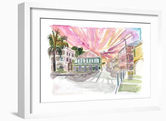 Christiansted St Croix Colonial Street Scene US Virgin Islands II-M. Bleichner-Framed Art Print