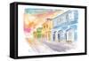 Christiansted US Virgin Islands Colonial Street Scene At Sunset St Croix-M. Bleichner-Framed Stretched Canvas