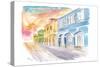 Christiansted US Virgin Islands Colonial Street Scene At Sunset St Croix-M. Bleichner-Stretched Canvas