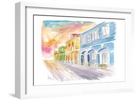 Christiansted US Virgin Islands Colonial Street Scene At Sunset St Croix-M. Bleichner-Framed Premium Giclee Print